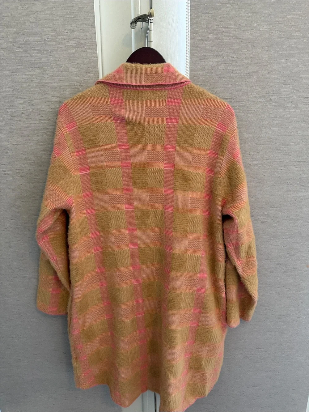 Pilcro Pink & Tan Plaid Long Shacket